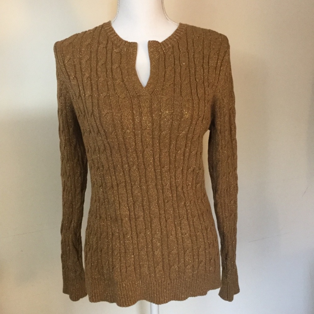 Tan Gold-Flecked Sweater Heavy Material Size L